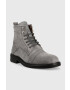 Guess Велурени боти Arco Lace Up в сиво - Pepit.bg