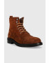 Guess Велурени обувки Arco Lace Up в кафяво - Pepit.bg