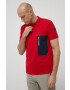 Helly Hansen Памучна тениска с яка в червено с принт - Pepit.bg
