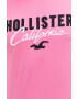 Hollister Co. Памучна тениска в розово с апликация - Pepit.bg