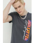 Hollister Co. Памучна тениска в сиво с принт - Pepit.bg