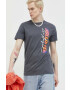 Hollister Co. Памучна тениска в сиво с принт - Pepit.bg