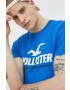 Hollister Co. Памучна тениска в синьо с принт - Pepit.bg