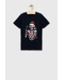 Jack & Jones Детска памучна тениска в тъмносиньо с принт - Pepit.bg