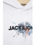 Jack & Jones Детски суичър в бяло с качулка с принт - Pepit.bg
