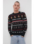 Jack & Jones Памучен пуловер мъжки в черно - Pepit.bg