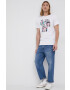 Jack & Jones Памучна тениска в бяло с принт - Pepit.bg