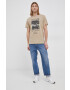 Jack & Jones Памучна тениска в бежово с принт - Pepit.bg