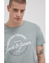 Jack & Jones Памучна тениска в лилаво с принт - Pepit.bg