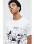 Jack & Jones Памучна тениска в бяло с десен - Pepit.bg