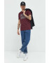 Jack & Jones Памучна Тениска в бордо с принт - Pepit.bg