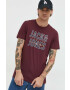 Jack & Jones Памучна Тениска в бордо с принт - Pepit.bg