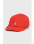 Kangol Памучна шапка в червено с апликация - Pepit.bg