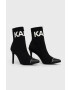 Karl Lagerfeld Боти Panache Hi в черно с ток стилето - Pepit.bg