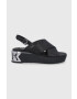 Karl Lagerfeld Кожени сандали дамски в черно с платформа - Pepit.bg