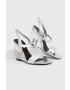 Karl Lagerfeld Кожени сандали ICE WEDGE в сребристо KL34610 - Pepit.bg