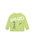 Kenzo kids Детски памучен суичър в зелено с принт - Pepit.bg