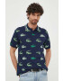 Lacoste Тениска с яка в тъмносиньо с десен - Pepit.bg