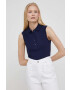 Lacoste Топ дамски в тъмносиньо с яка тип peter pan - Pepit.bg