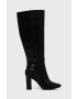 Lauren Ralph Lauren Кожени ботуши Burnished Calf Makenna в черно с висок ток 802888920001 - Pepit.bg