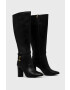 Lauren Ralph Lauren Кожени ботуши Burnished Calf Makenna в черно с висок ток 802888920001 - Pepit.bg