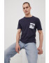 Lee Cooper Памучна тениска в тъмносиньо с принт - Pepit.bg