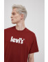 Levi's Памучна тениска в бордо с принт - Pepit.bg