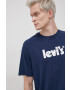 Levi's Памучна тениска в тъмносиньо с принт - Pepit.bg