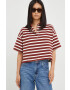 Levi's Памучна тениска с яка в кафяво с яка тип peter pan - Pepit.bg