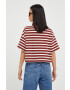 Levi's Памучна тениска с яка в кафяво с яка тип peter pan - Pepit.bg