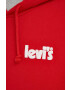 Levi's Памучен суичър в червено с качулка с принт - Pepit.bg