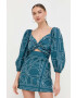 Liviana Conti Рокля в зелено къс модел разкроен модел - Pepit.bg