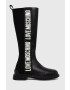 Love Moschino Ботуши дамски в черно с равна подметка - Pepit.bg