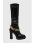 Love Moschino Ботуши в черно с висок ток - Pepit.bg