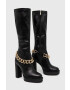 Love Moschino Ботуши в черно с висок ток - Pepit.bg