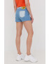 Love Moschino Дънкови къси панталони с десен с висока талия - Pepit.bg