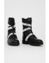 Love Moschino Кожени боти дамски в черно с равна подметка - Pepit.bg