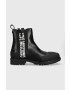 Love Moschino Кожени боти челси в черно с равна подметка - Pepit.bg