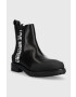 Love Moschino Кожени боти челси в черно с равна подметка - Pepit.bg