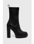 Love Moschino Кожени боти челси в черно с висок ток - Pepit.bg