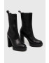 Love Moschino Кожени боти челси в черно с висок ток - Pepit.bg