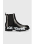 Love Moschino Кожени боти челси в черно с равна подметка - Pepit.bg