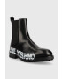 Love Moschino Кожени боти челси в черно с равна подметка - Pepit.bg
