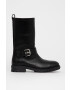 Love Moschino Кожени ботуши дамски в черно с равна подметка - Pepit.bg