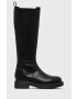 Love Moschino Кожени ботуши в черно с платформа - Pepit.bg