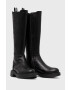 Love Moschino Кожени ботуши в черно с платформа - Pepit.bg