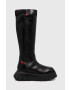 Love Moschino Кожени ботуши в черно с платформа - Pepit.bg
