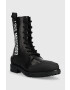 Love Moschino Кожени кубинки в черно с равна подметка - Pepit.bg