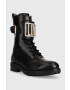 Love Moschino Кожени кубинки в черно с равна подметка - Pepit.bg