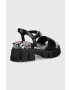 Love Moschino Кожени сандали дамско в черно с платформа - Pepit.bg